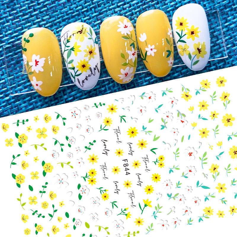 Gummed Little Flower Colorful Small Floral Nail Stickers