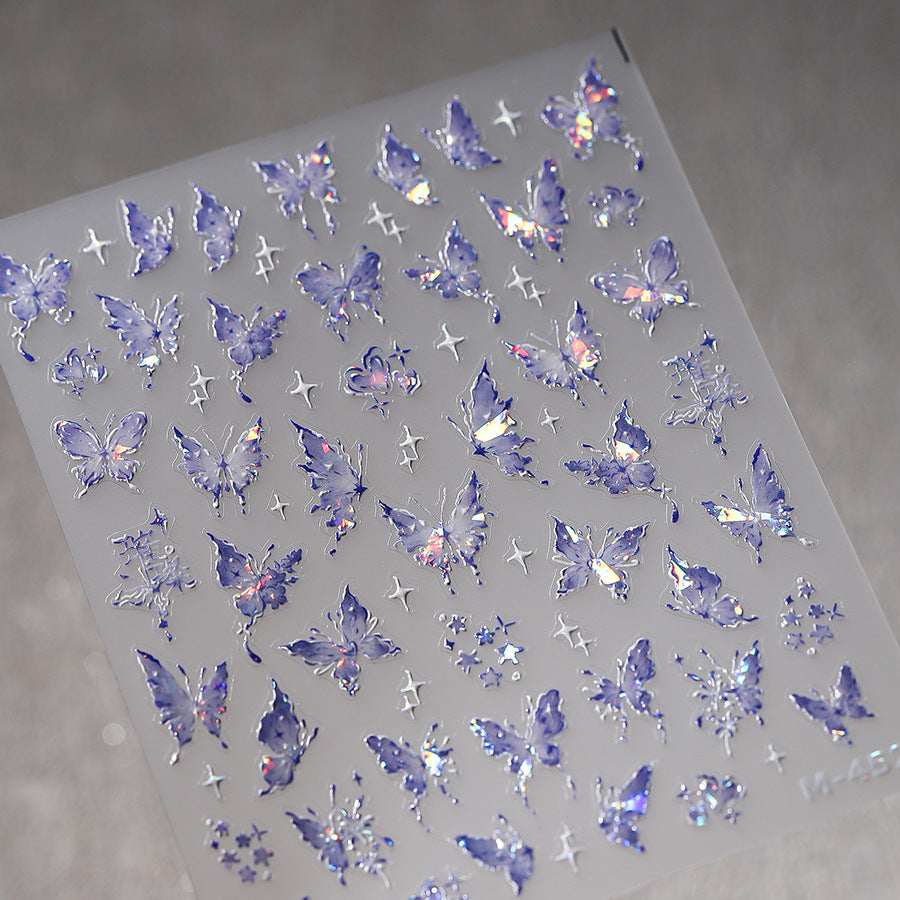 Autocollants pour ongles en forme de papillon transparent en papier doré pour loisirs créatifs