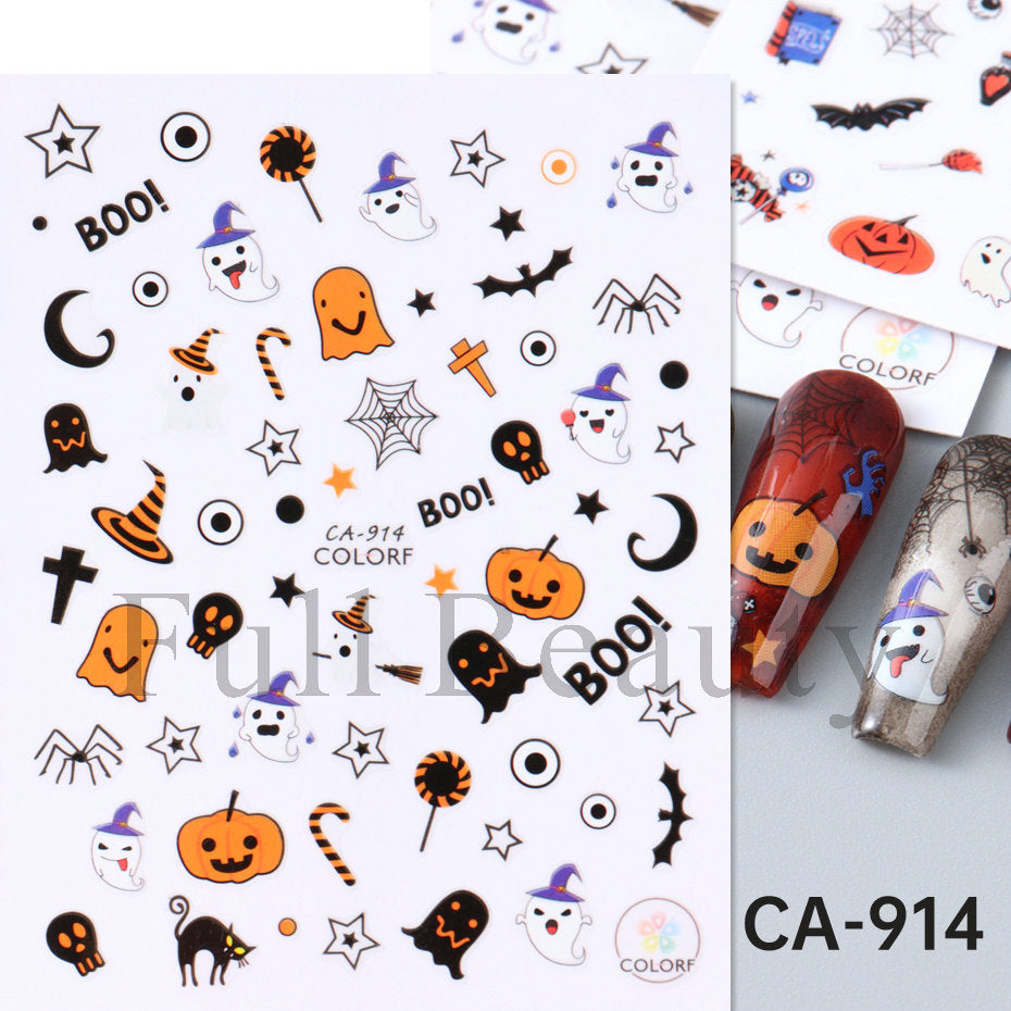 Halloween Pumpkin Head Bat Dark Cartoon Nail Stickers