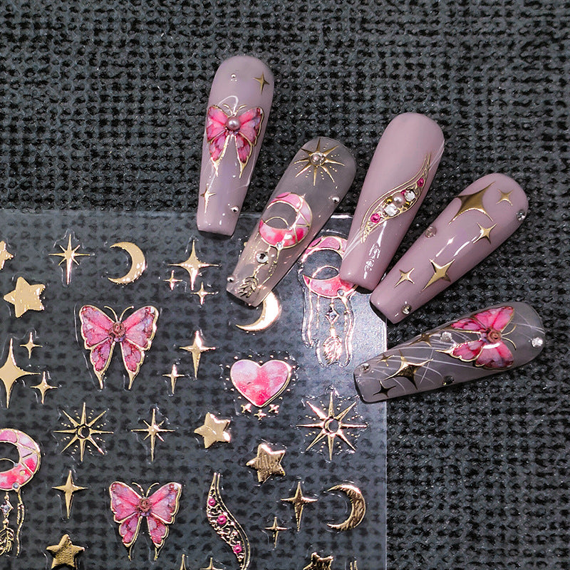 Craft Bronzing Butterfly Paper Adhesive Three-dimensional Nail Stickers