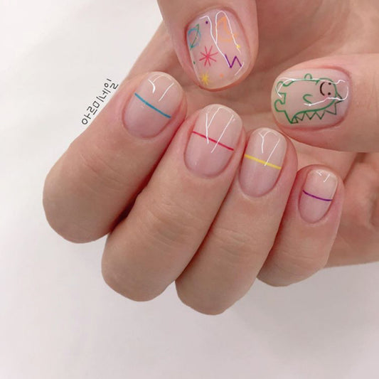 Dinosaur Adhesive Small Pattern Love Cartoon Nail Stickers