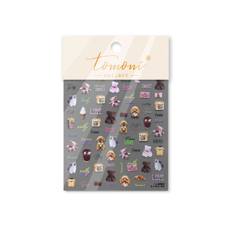 Thin Tough Cute Phone Case Bear Nail Stickers