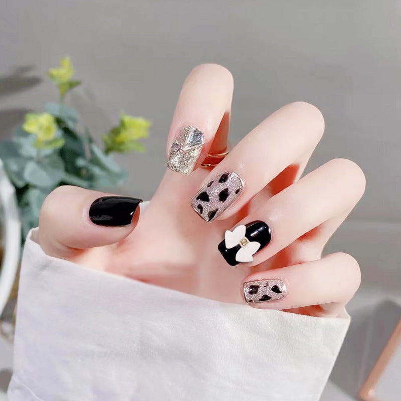 Ornament Manicure Black Metal Bow Matte Nail Care Nail Art