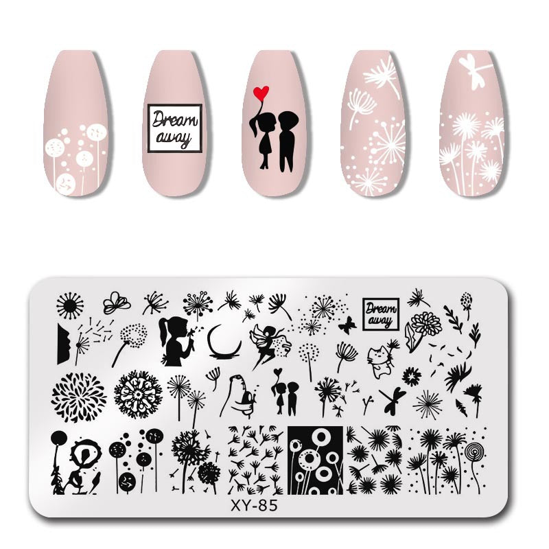 Plate Rectangle Transfer Print Template Christmas Snowflake Nail Tool Set