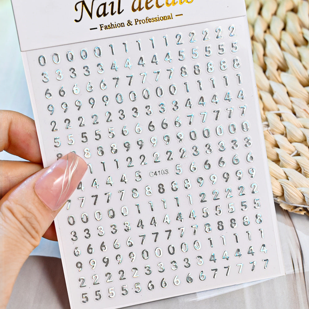 Solid Color Simple Letters Numbers Mix Nail Stickers