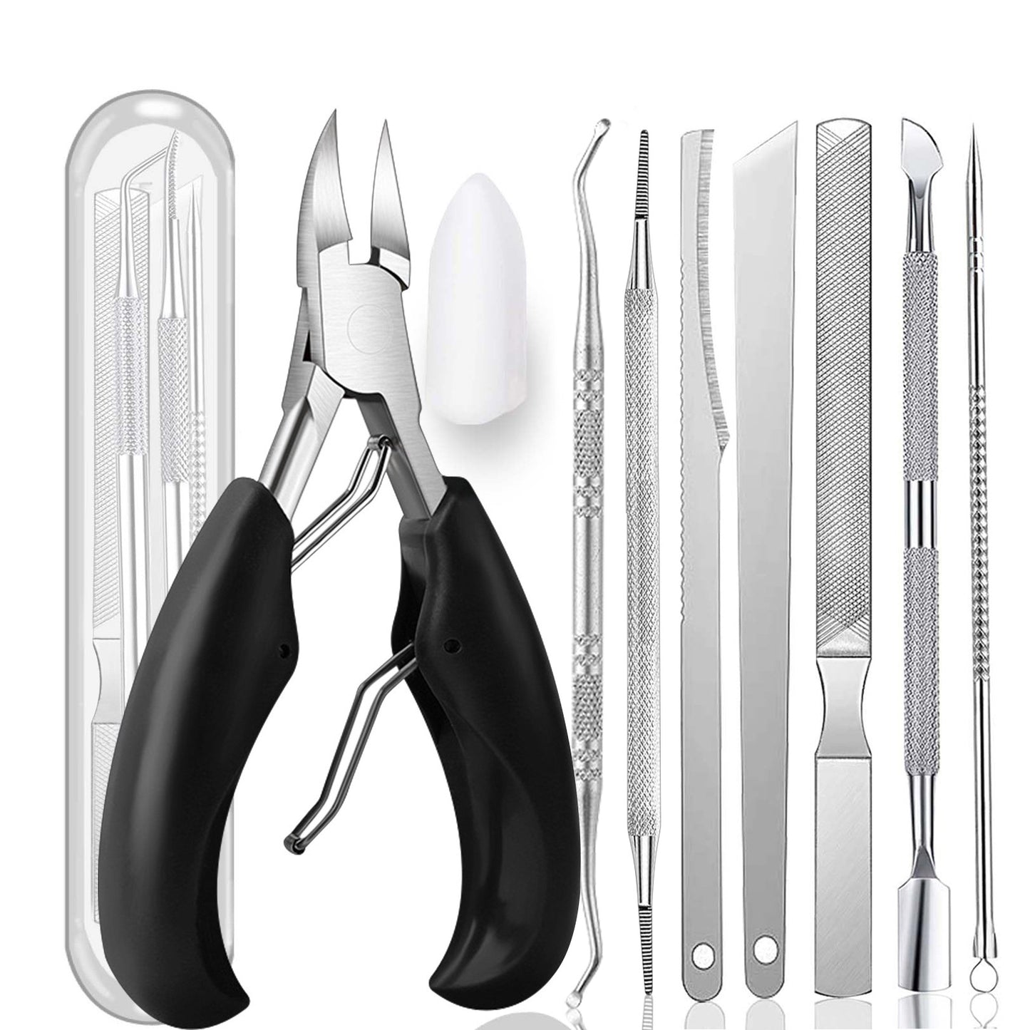 Ensemble d'outils pour ongles à double tête en acier inoxydable avec cuillère à rainure