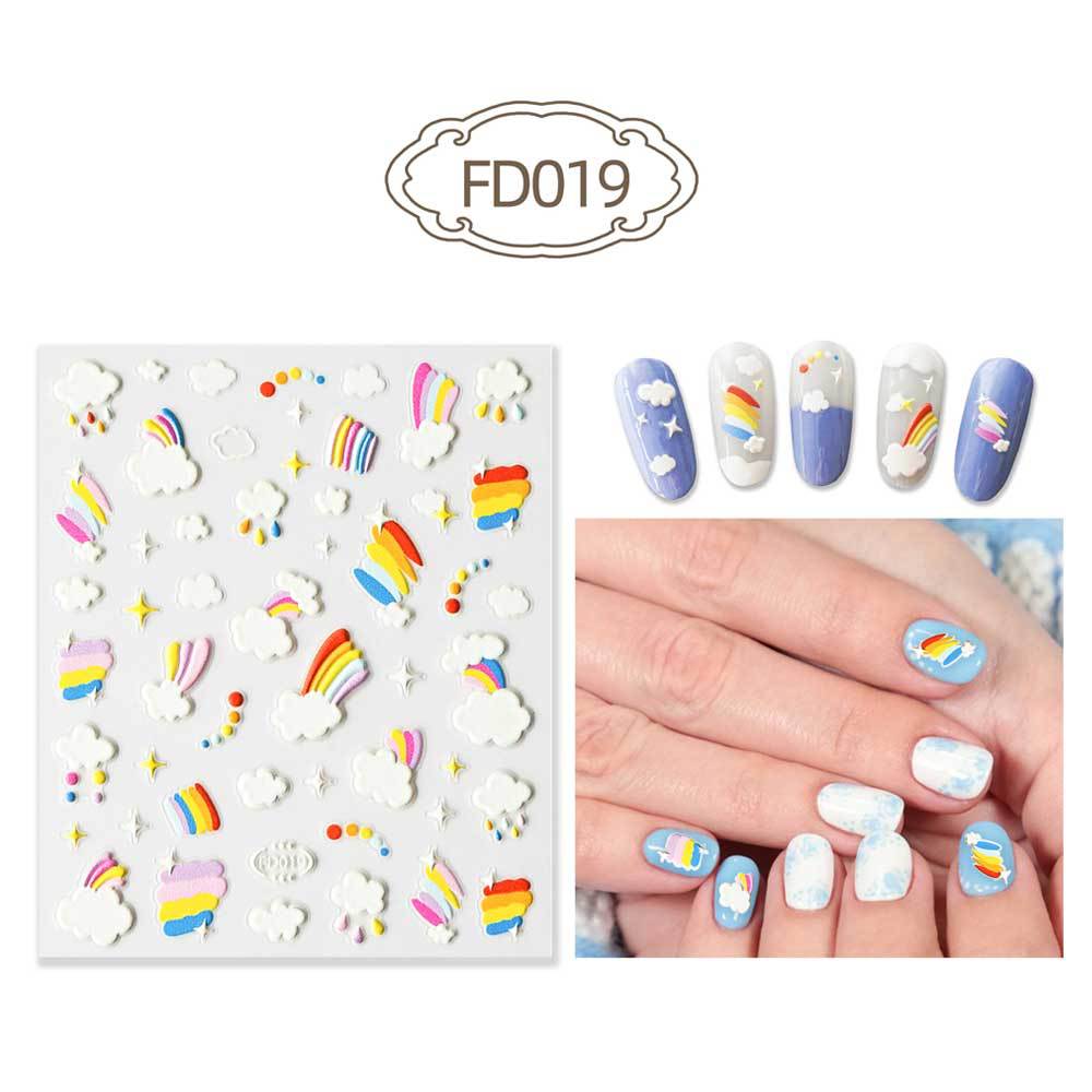 Three-dimensional Relief Cute Cartoon White Cloud Nail Stickers