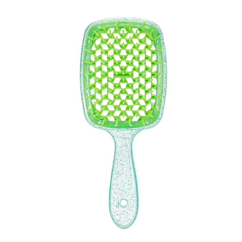 Hollow Transparent Glitter Massage Wet Dry Mesh Hair Brushes & Combs