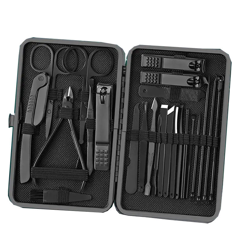 Ciseaux en acier inoxydable coupe-ongles noirs ensemble complet d'outils pour ongles