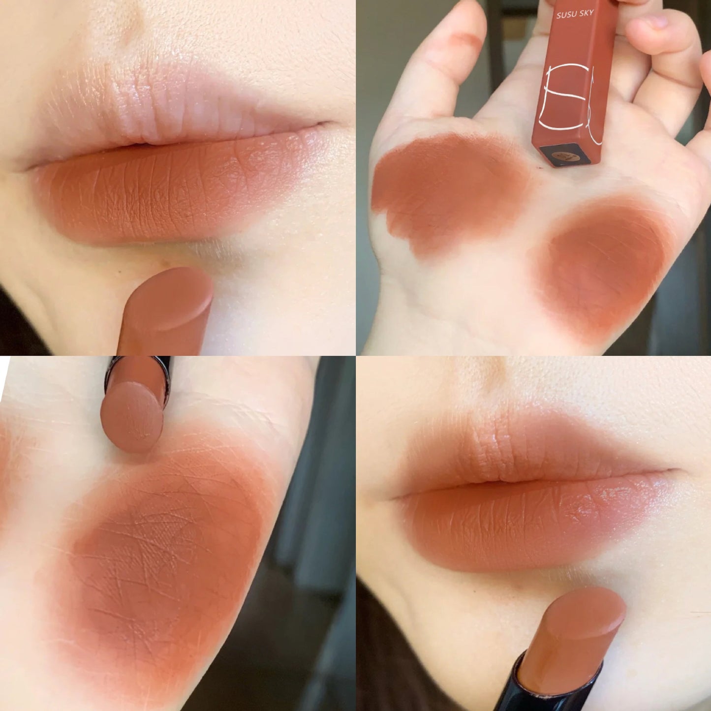 Gloss à lèvres Finish Thin Tube Balm Milk Tea Cameo Brown de petite taille