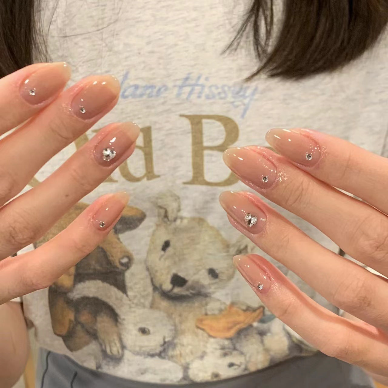 Autocollants pour ongles faits à la main en strass pour femmes