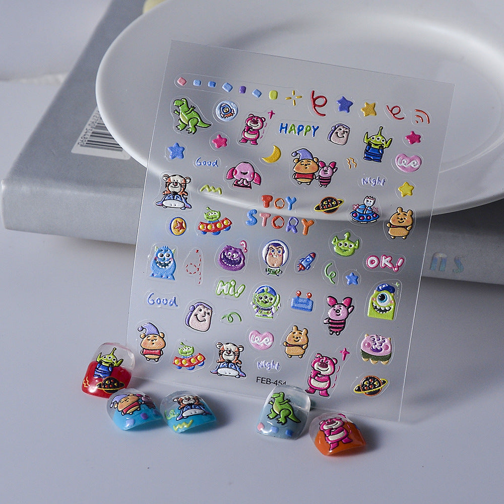 Embossed Cartoon Animal Head 3d Cute Beaver Ruby Nail Stickers