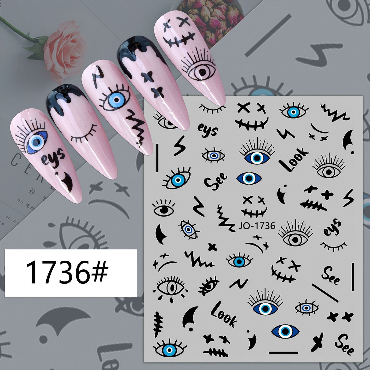 New Beautiful Fashion Demon Blue Color Nail Stickers