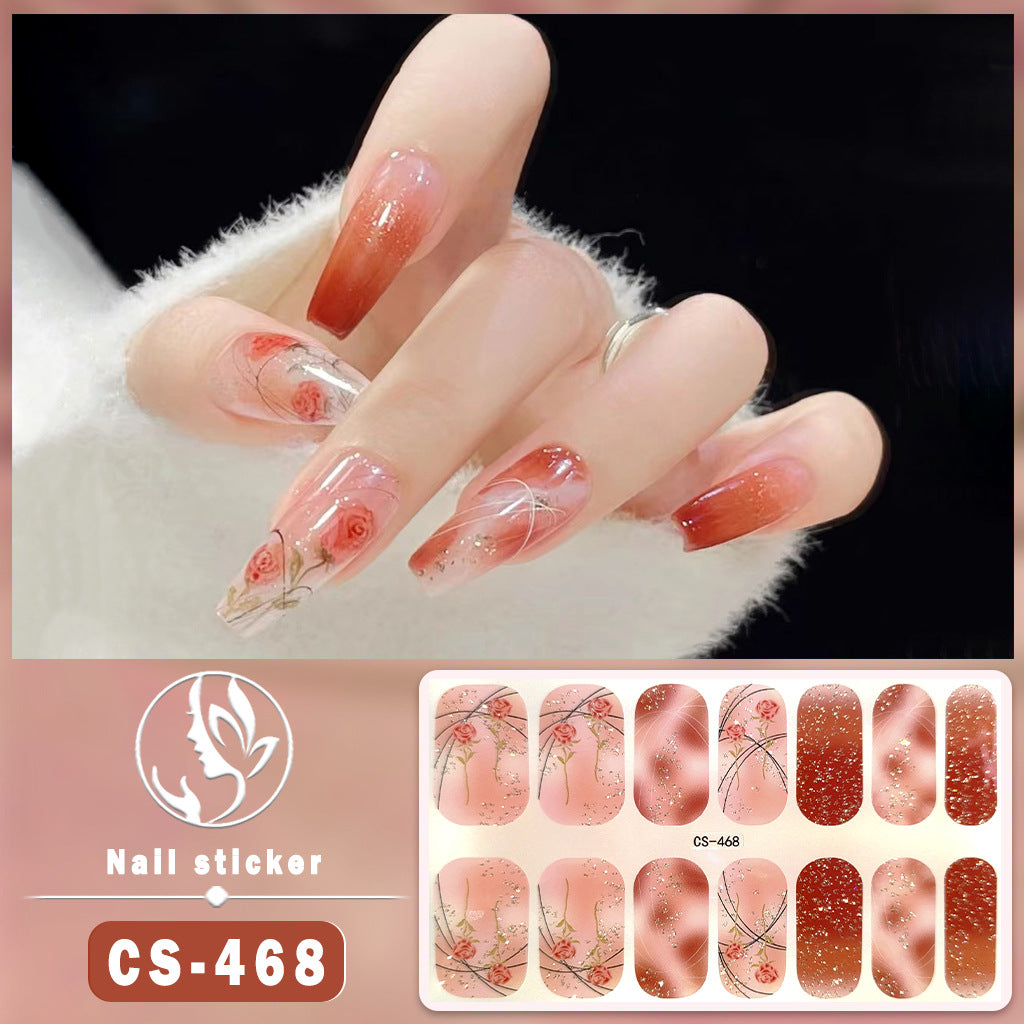 Autocollants pour ongles en gel imperméables avec motif de fleurs de vent