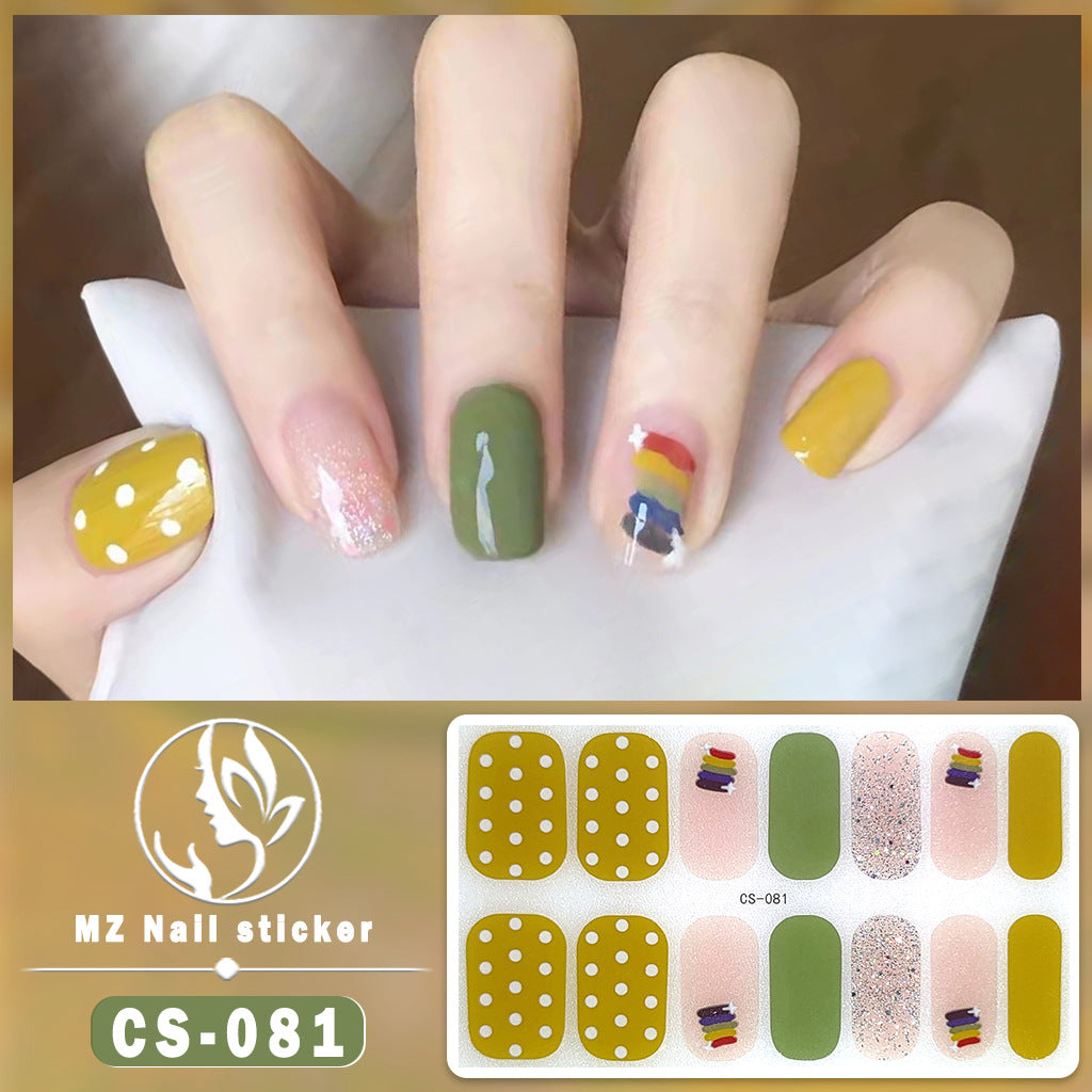 Autocollants pour ongles en gel imperméables avec motif floral à carreaux