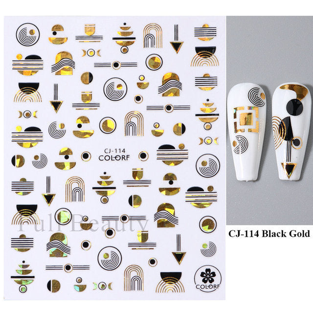 Popular Autumn Golden Leaves Character Adhesive Nail Stickers