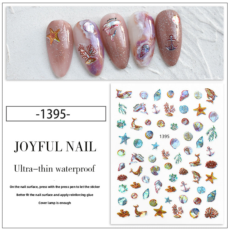 Marine Series Animal Jellyfish Dolphin Shell Nail Stickers