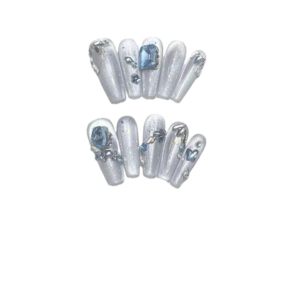 High-grade Luxury Cat Blue Diamond In The Debris Nail Stickers