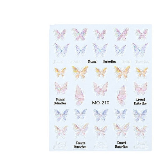 Glaze Butterfly Pink Shell Bright Color Nail Stickers