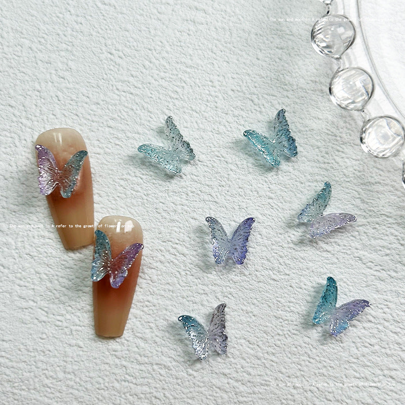 Flash Butterfly Ornament Two-color Luminous Small Nail Care Nail Art