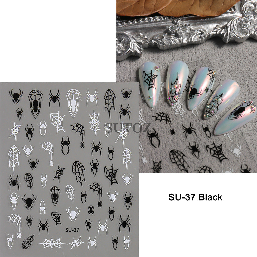 Dark Laser Red Sweet Cool Spider Nail Stickers