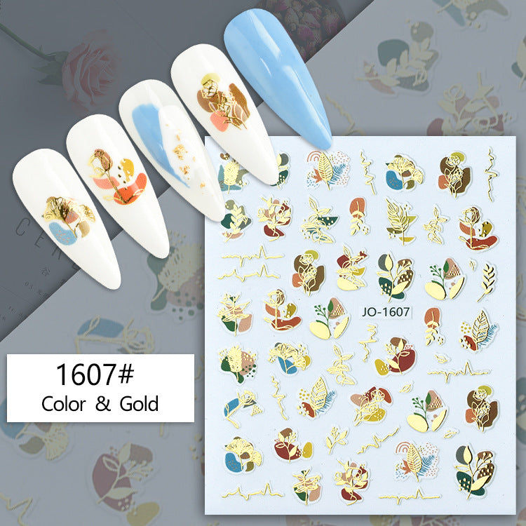 Geometric Abstract Gilding Leaves Color Hawaiian Nail Stickers