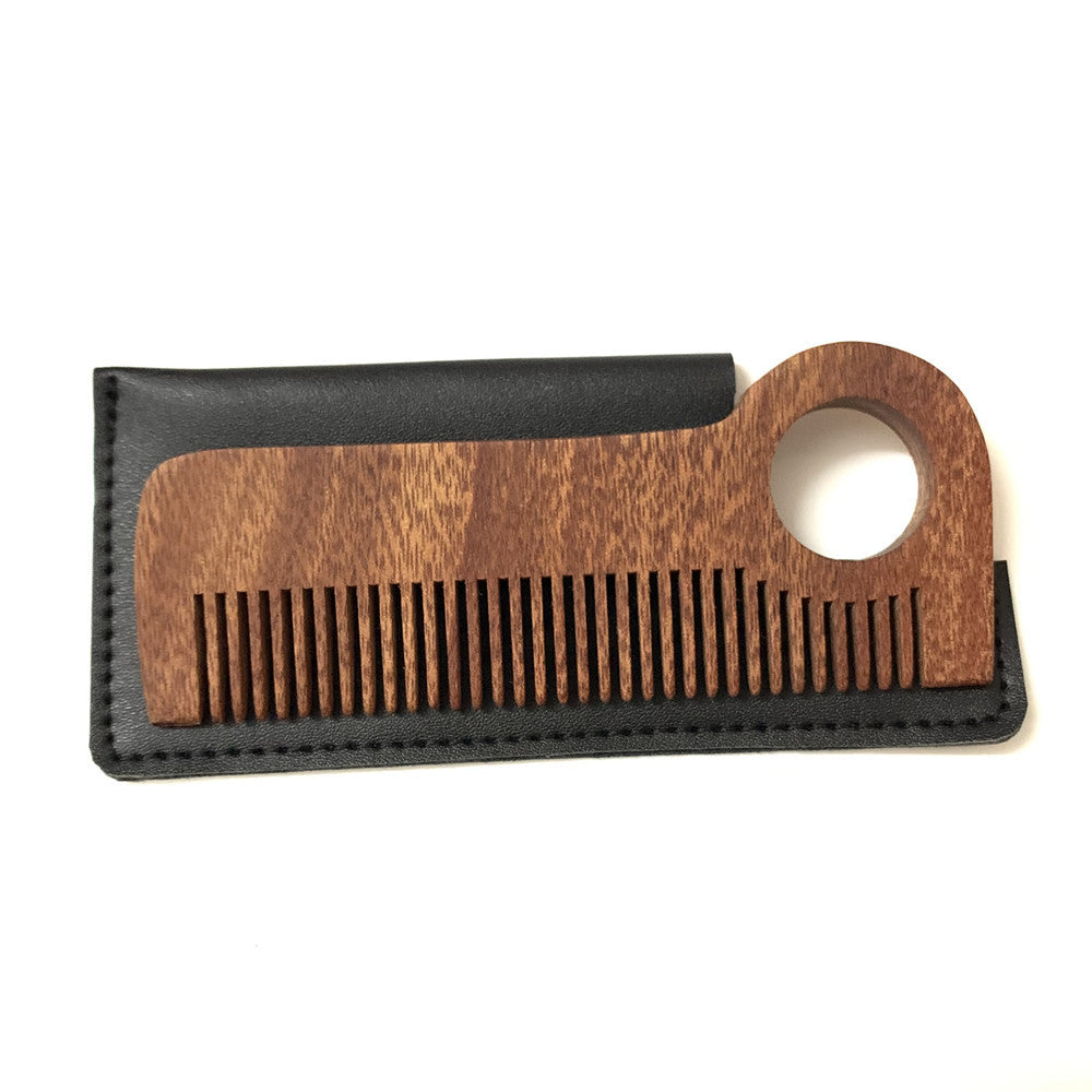 Brosses à cheveux et peignes en bois pour hommes avec étui en cuir