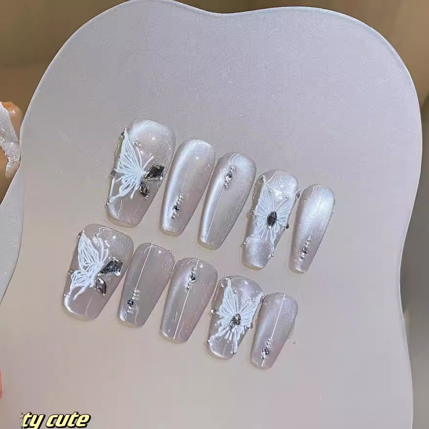 Nail Art Amovible Transparent Doux Élégant Armor Cat Ice