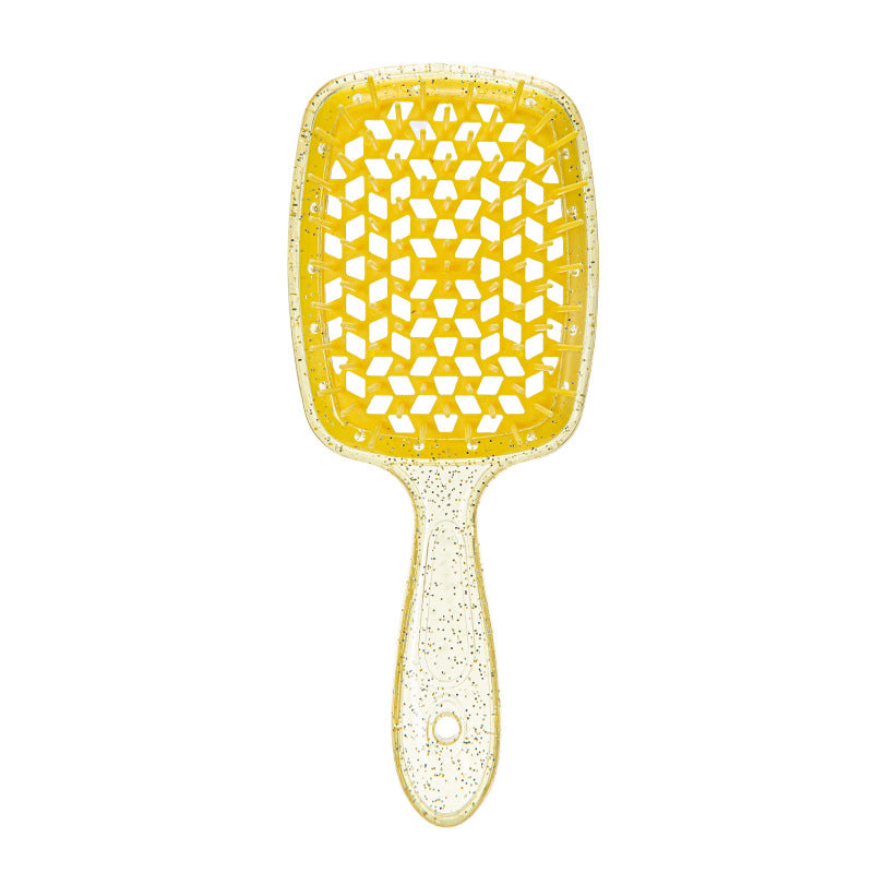 Hollow Transparent Glitter Massage Wet Dry Mesh Hair Brushes & Combs