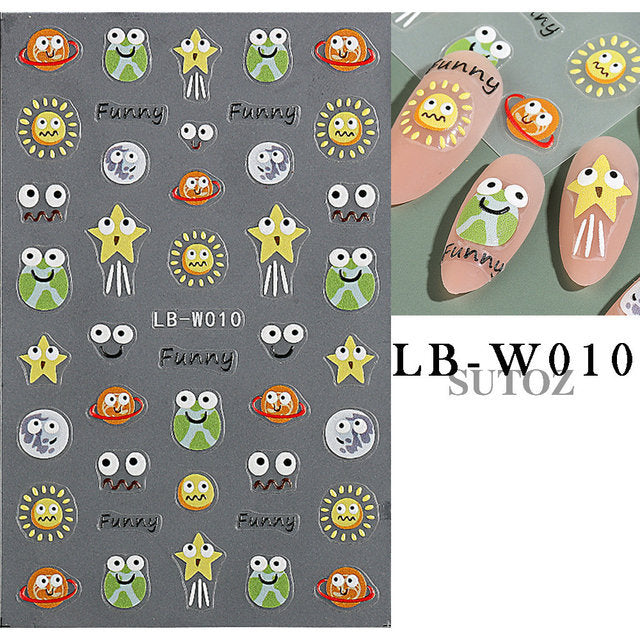 Element Bat Spider Frog Cartoon Cute Nail Stickers