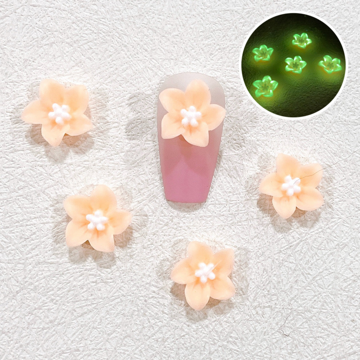 Ornement Pétunia Lumineux Résine Petite Fleur Couleur Soin des Ongles Nail Art