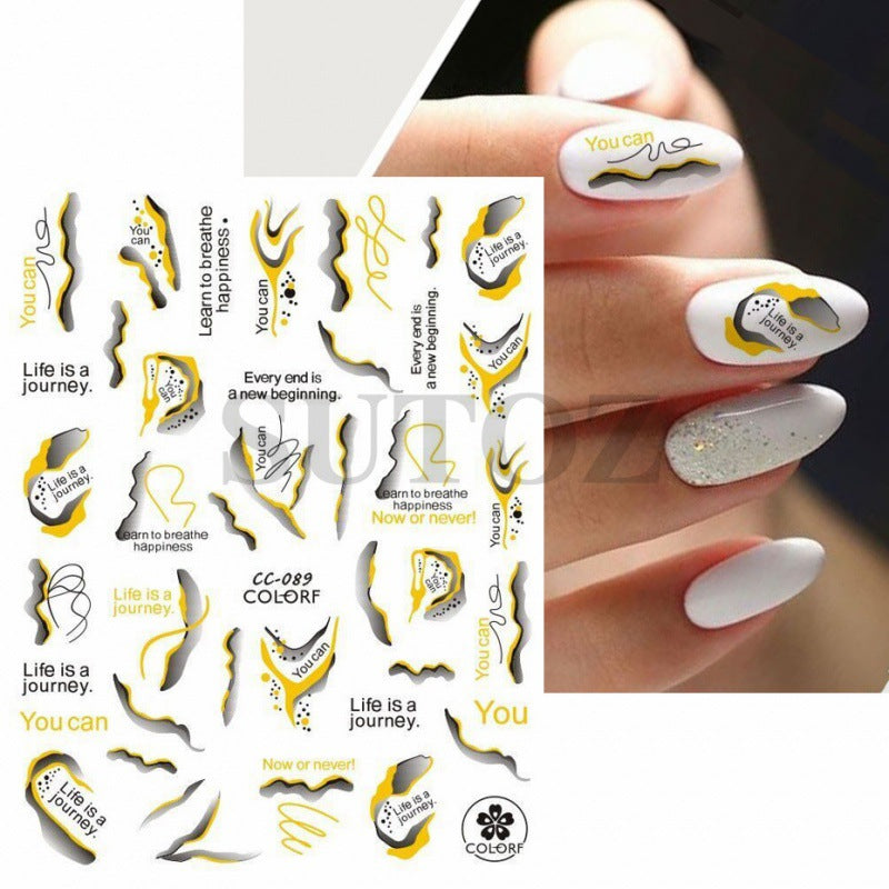 Hot Gilding Marbling Black White Gold Nail Stickers