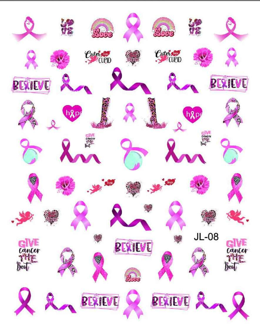 Pink Ribbon Paper Breast Theme Promotion Nail Stickers