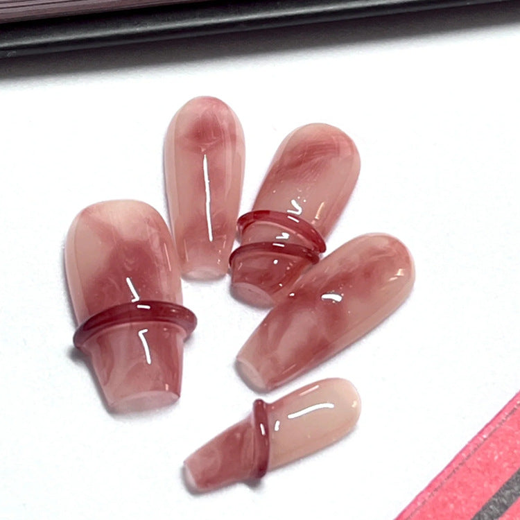 Red Sandalwood Round Chinese Style Smudges Nail Stickers