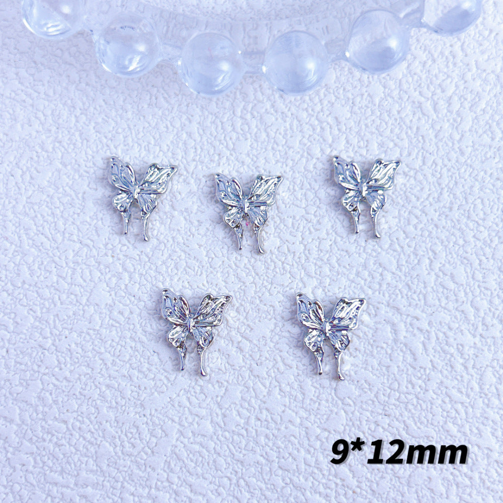 Bow Butterfly Sier Series Ornament Handmade Nail Care Nail Art