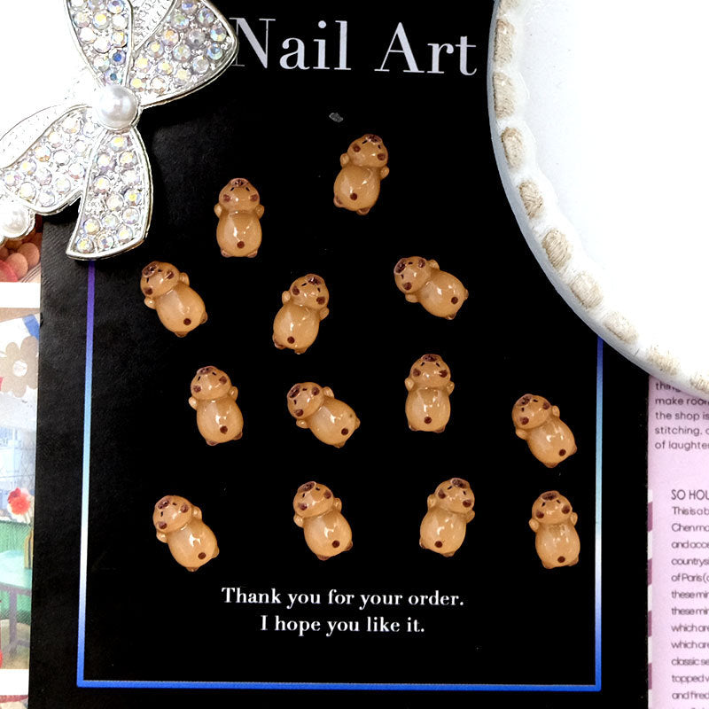 Cute Little Bear Barrettes Phone Case Wear Armor Resin Nail Care Nail Art