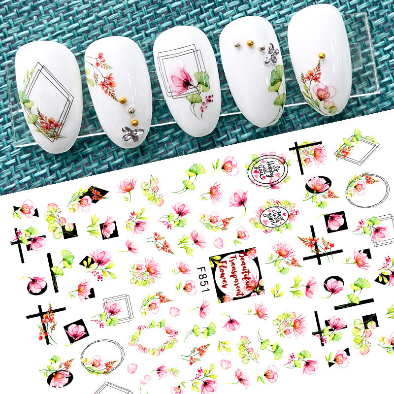 Gummed Little Flower Colorful Small Floral Nail Stickers