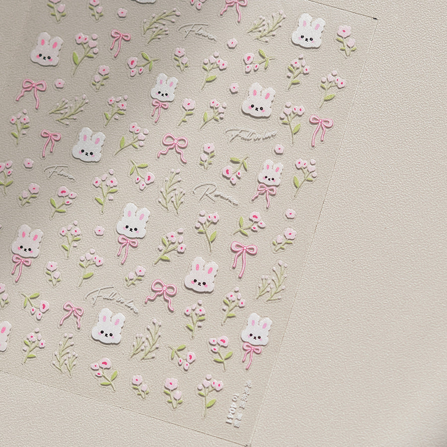 Elegant Thin Tough Cute Rabbit Garden Nail Stickers