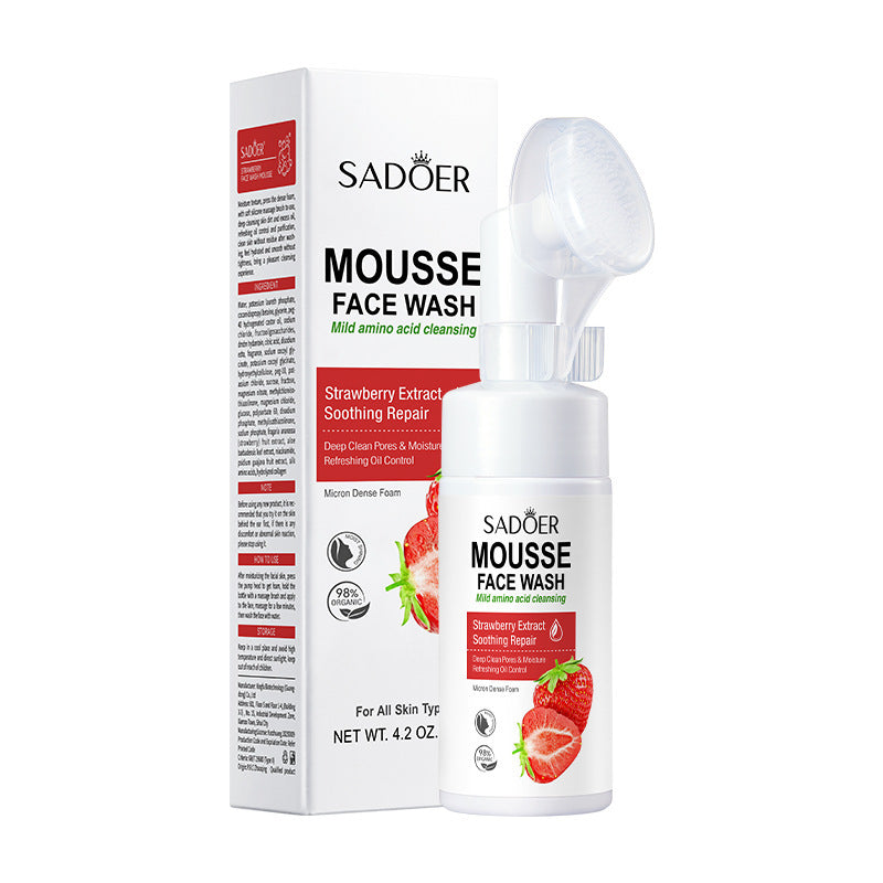 Mousse nettoyante à l'aloès et à la grenade avec acide aminé et tête de brosse pour le soin du visage