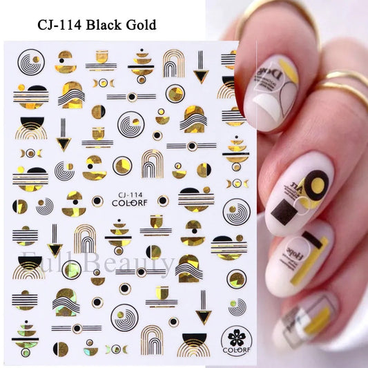 Popular Autumn Golden Leaves Character Adhesive Nail Stickers