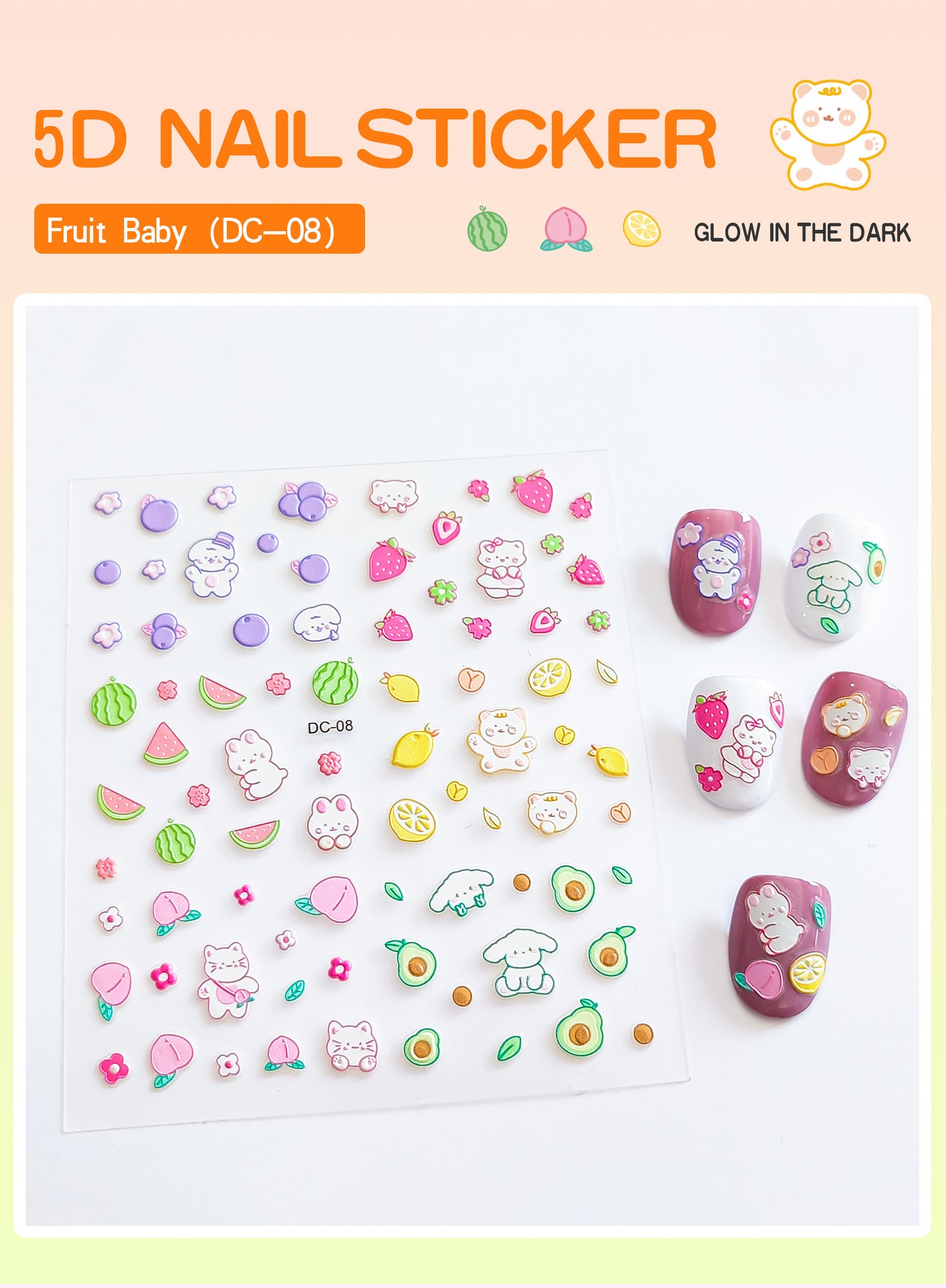 Children's Three-dimensional Relief Cute Animal Egg Doll Nail Stickers