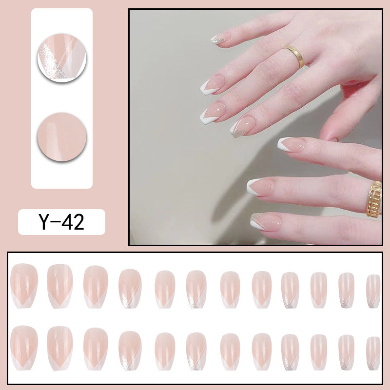 Manucure Patch Amovible Faux Ongle Court Finition Nail Art