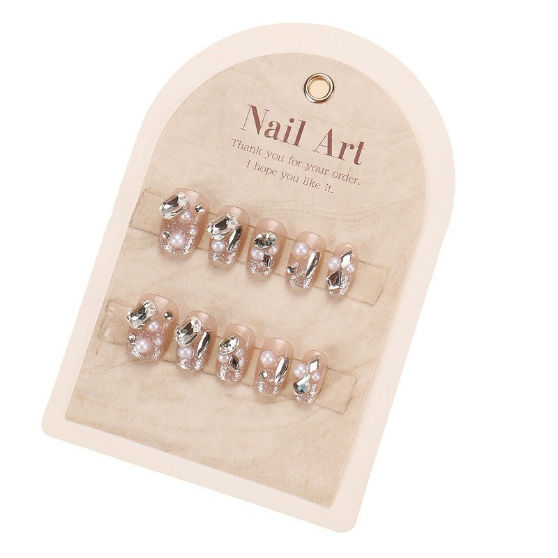 Short Tip Style Pearl Rhinestone High-grade Nail Stickers