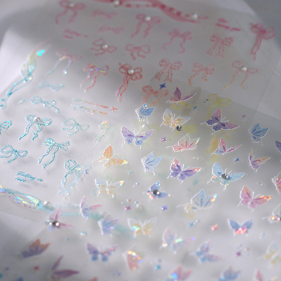 Iron Three-dimensional Paper Butterfly Relief Adhesive Nail Stickers