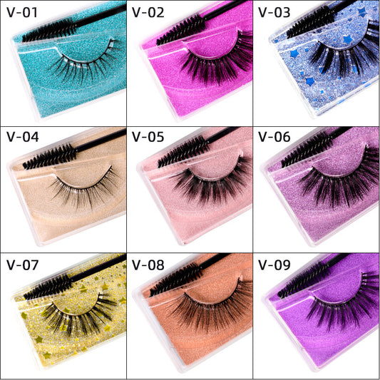 Thick Eyelashes Pair Cotton Stem Natural False Lashes