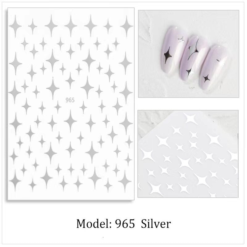 Pretty Asterism Adhesive Gold Sier Decoration Nail Stickers