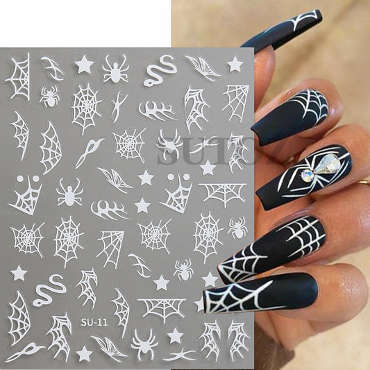 Popular Spider Web Witch Little Black Nail Stickers