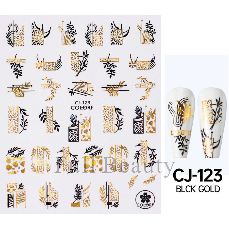 Durable Golden Moon Line Series Adhesive Nail Stickers