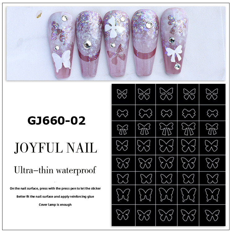 Hollow Template French Smile Love Butterfly Nail Stickers