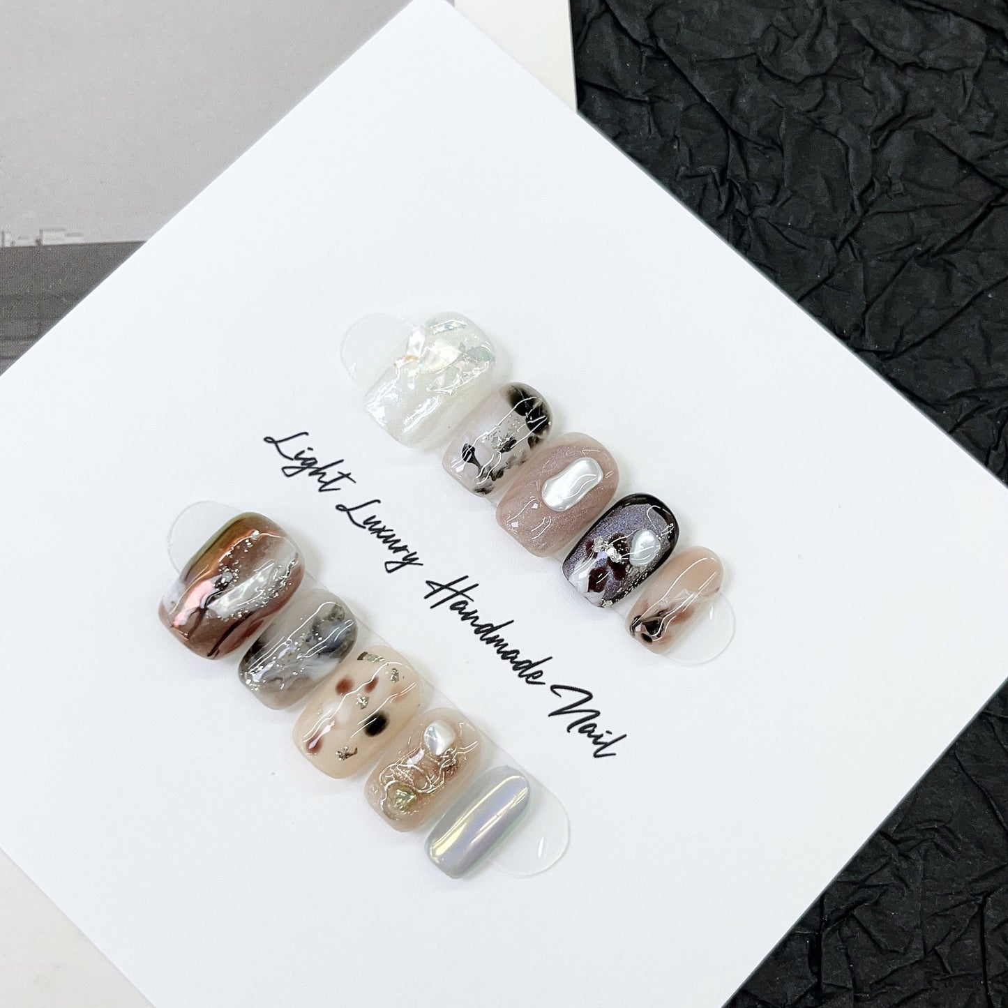 Mix Match White Handmade Wear Tip Light Luxury Nail Stickers